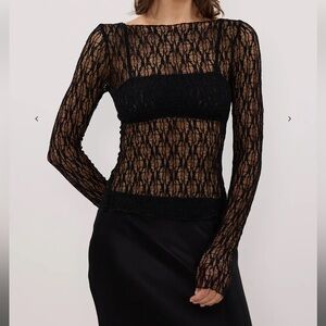 Dissh Black Lace Long Sleeve Top